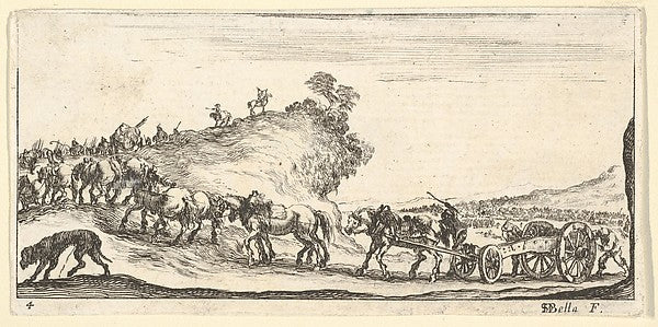 Stefano della Bella :Plate 4: a procession of cannons and ho-16x12"(A3) Poster