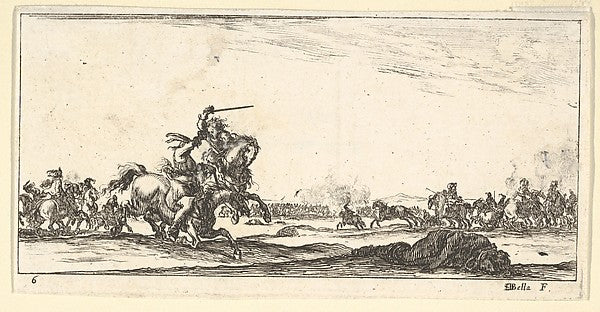 Stefano della Bella :Plate 6: a skirmish between two horseme-16x12"(A3) Poster