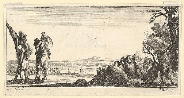 Stefano della Bella :Plate 7: two soldiers standing to left -16x12"(A3) Poster