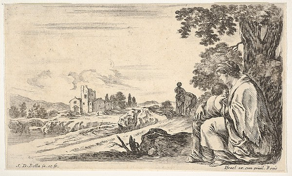 Stefano della Bella :A peasant woman facing left in profile -16x12"(A3) Poster