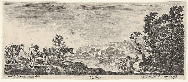 Stefano della Bella :Air a landscape during a hurricane thre-16x12"(A3) Poster