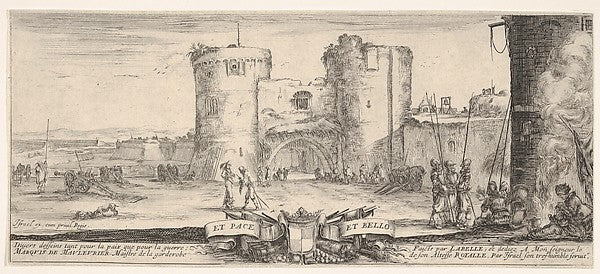 Stefano della Bella :An entrance to a fortress in center a w-16x12"(A3) Poster