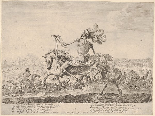 Stefano della Bella :Death on a battlefield atop a horse rid-16x12"(A3) Poster