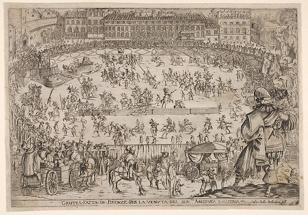 Stefano della Bella :Joust held in Florence for the arrival -16x12"(A3) Poster