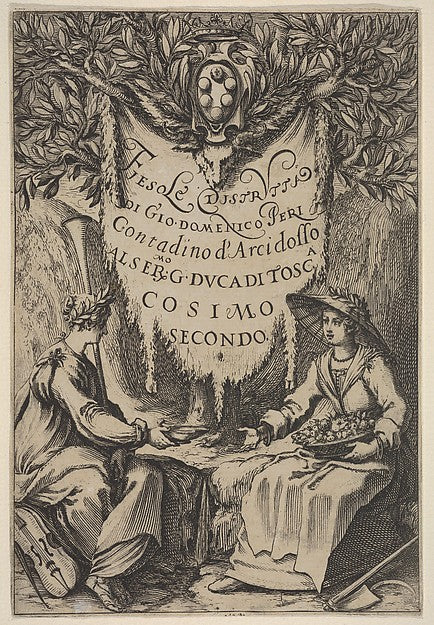 Frontispiece from 'Fiesole Destroyed' two seated women one , Poster Print