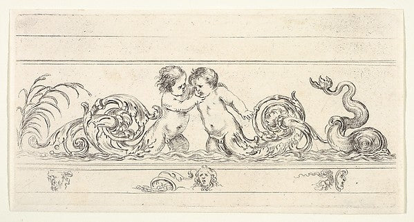 Plate 3: two infants standing in the water at center with thei, Poster Print