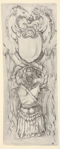 Vertical Panel with a Cartouche stacked on top of a Cuirass f, Poster Print