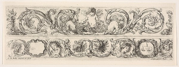 Design for Two Friezes the One on Top containing a Zephyr fla, Poster Print