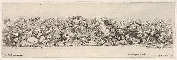 Design for a Frieze with Putti carrying a Vine and Three Felin, Poster Print