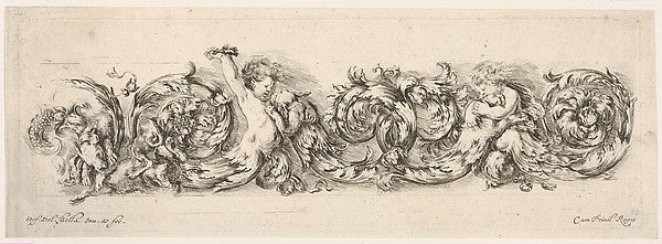 Design for a Frieze with Acanthus Scrolls and Playing Putti an, Poster Print