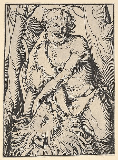 Hans Burgkmair:Samson Killing the Lion 1515-16x12"(A3) Poster