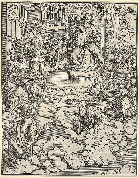 Hans Burgkmair:The Lord on the Throne Surrounded by Four Eva-16x12"(A3) Poster
