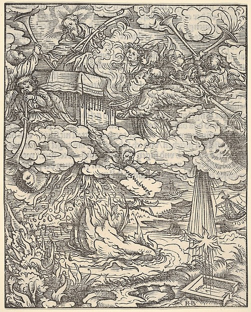 Hans Burgkmair:The First Four Trombones from The Apocalypse -16x12"(A3) Poster