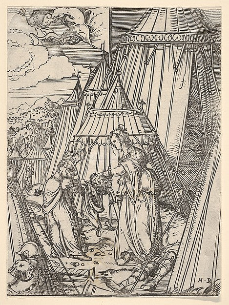 Hans Burgkmair:Judith and Her Maid Putting the Head of Holof-16x12"(A3) Poster