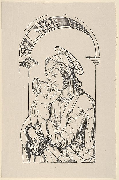 Hans Burgkmair:Virgin and Child Under an Arch from Holzschni-16x12"(A3) Poster