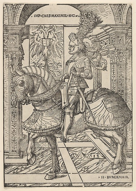 Hans Burgkmair:Emperor Maximilian I on Horseback 1518-16x12"(A3) Poster