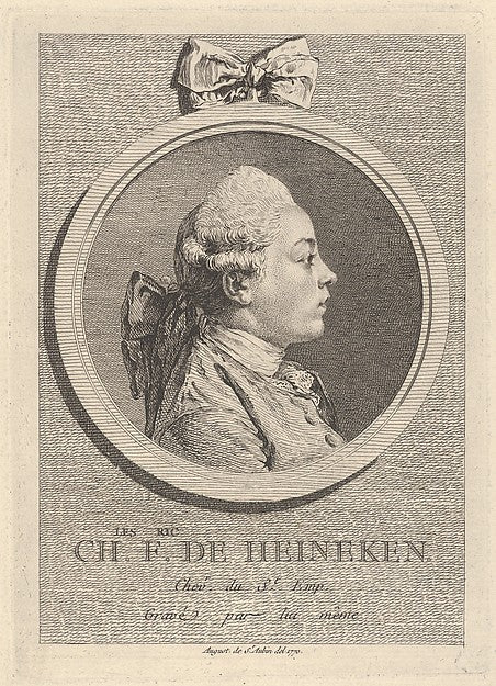 Augustin de Saint-Aubin:Portrait of Charles-Frédéric de Hein-16x12"(A3) Poster