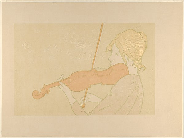 Alexandre-Louis-Marie Charpentier - Girl with a Violin 1894, Poster Print Wall Art