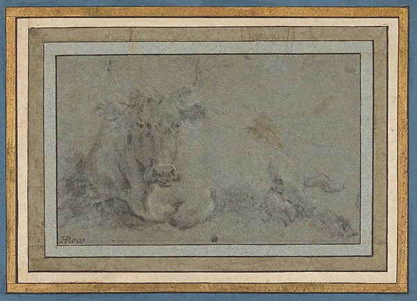 Study of a Cow mid 17th–late 17th cent-Attributed to Johann He,16x12"(A3) Poster