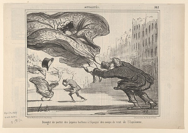 Honoré Daumier - Danger de Porter des Jupes-Ballons Plate 26 o, Poster Print Wall Art