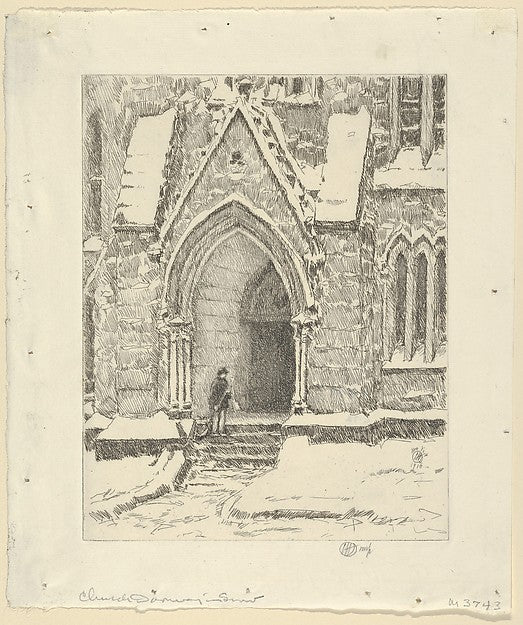 Church Doorway Snow 1916-Childe Hassam,16x12"(A3)Poster