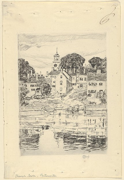 The Church Tower Portsmouth 1921-Childe Hassam,16x12"(A3)Poster