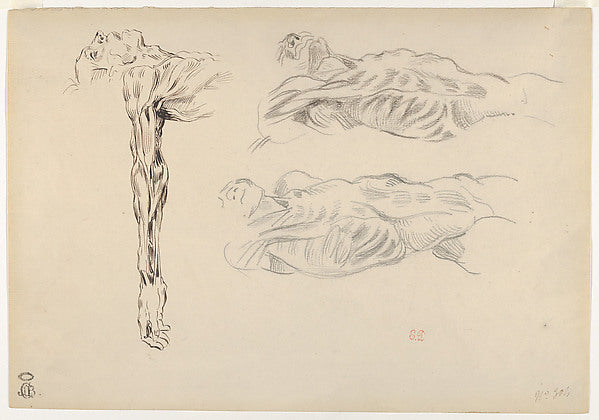 Écorché: Three Studies of a Male Cadaver n.d.-Eugène Delacroix,16x12"(A3) Poster