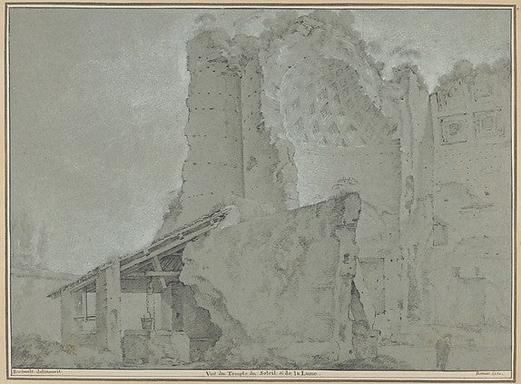 Jean Barbault - Temple of the Sun and the Moon in Rome 1750, Poster Print Wall Art