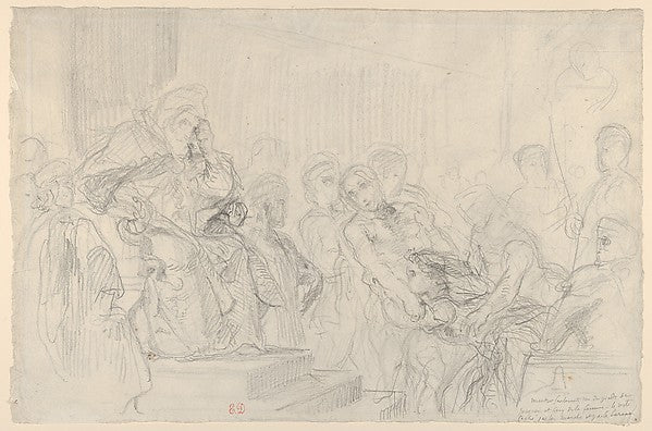 Study of Jacopo Brought before His Father the Doge for "The, Poster Print Wall Art
