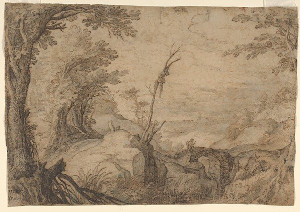 Skeleton Hanging from a Tree in a Landscape late 16th–early 17, Poster Print