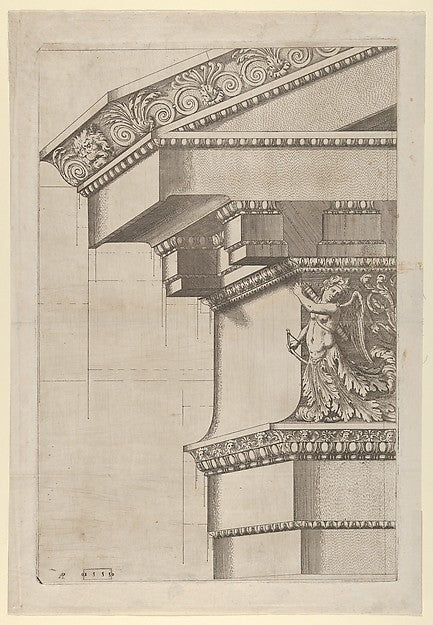 Temple of Serapis pediment and cornice projection view 1555,16x12"(A3) Poster