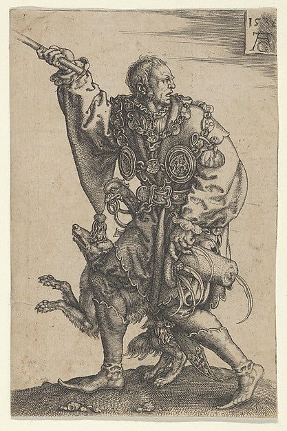Heinrich Aldegrever:Master of Ceremonies with a Dog from The-16x12"(A3) Poster