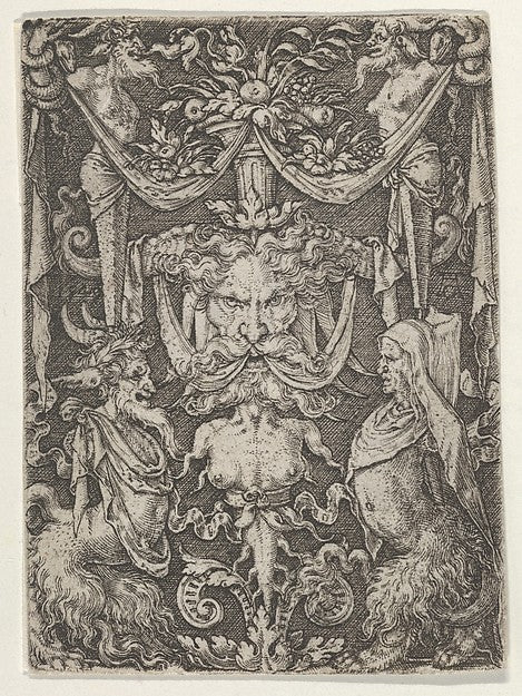 Heinrich Aldegrever:Panel with Grotesque Candelabrum Contain-16x12"(A3) Poster