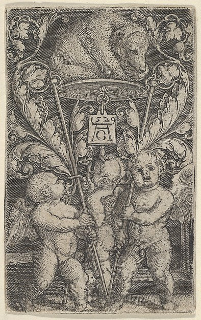 Heinrich Aldegrever:Vertical Panel with Three Winged Boys Ca-16x12"(A3) Poster