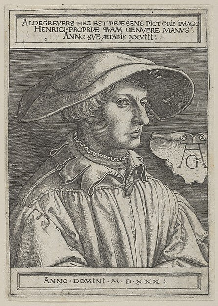 Self-Portrait at Age Twenty-Eight 1530-Heinrich Aldegrever, Poster Print Wall Art