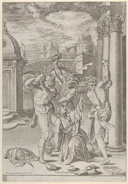 Cherubino Alberti , After Rosso Fiorentino - The Stoning of Sa, Poster Print Wall Art