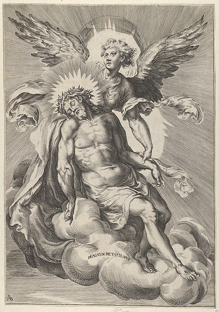 Cherubino Alberti - Angel supporting Christ who is also restin, Poster Print Wall Art