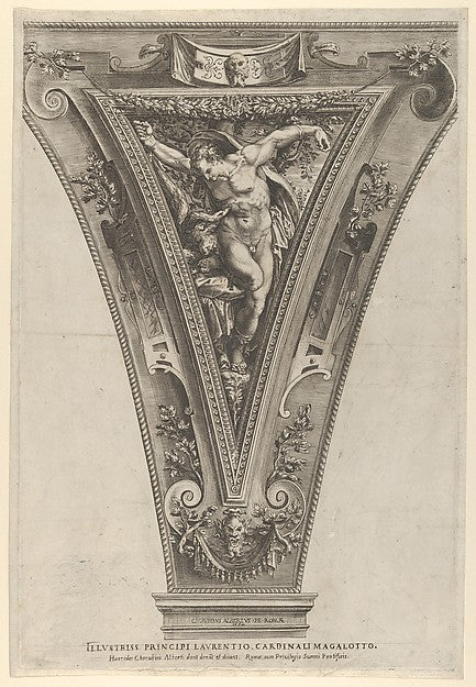 Torture of Prometheus set within a cornice 1580-Cherubino Albe, Poster Print Wall Art