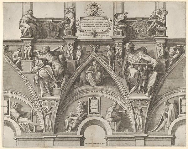 Portion of the Ceiling of the Sistine Chapel with the Libyan S, Poster Print Wall Art