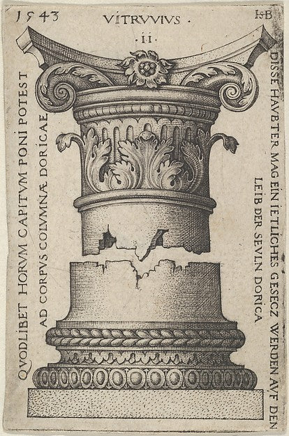 Sebald Beham:Capital and Base of a Column 1543-16x12"(A3) Poster
