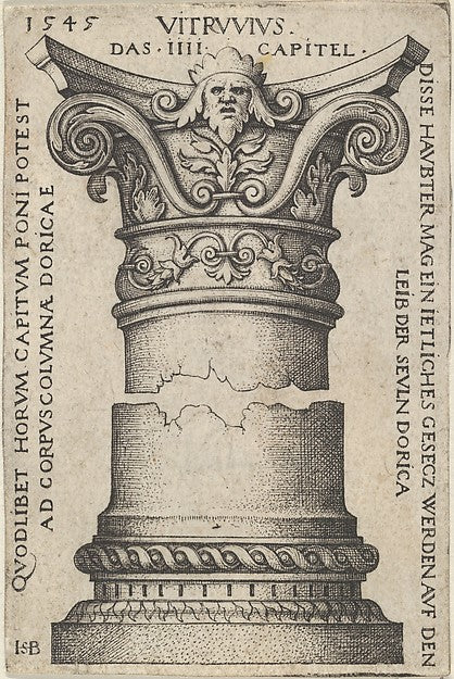 Sebald Beham:Capital and Base of a Column 1545-16x12"(A3) Poster