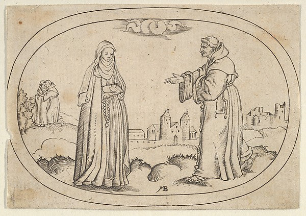 Mathais Beitler:A Nun and a Friar from Das Bossenbüchlein c1-16x12"(A3) Poster