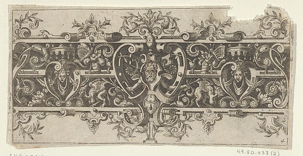 Theodor de Bry:Frieze with Grotesques and a Horned and Beard-16x12"(A3) Poster
