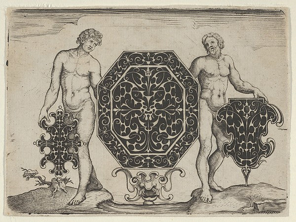 :Octagonal Case and Two Other Motifs Held by Ignudi 1622-16x12"(A3) Poster