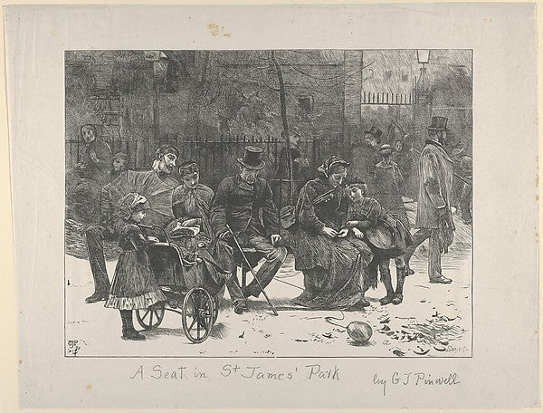 After George John Pinwell - A Seat in St. James's Park 1870, Poster Print Wall Art