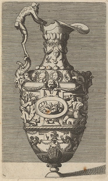 Originally by René Boyvin:Vase with a River God in an Oval M-16x12"(A3) Poster