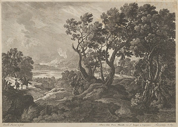 Adam Perelle:A landscape with travellers at the left ca 1660-16x12"(A3) Poster