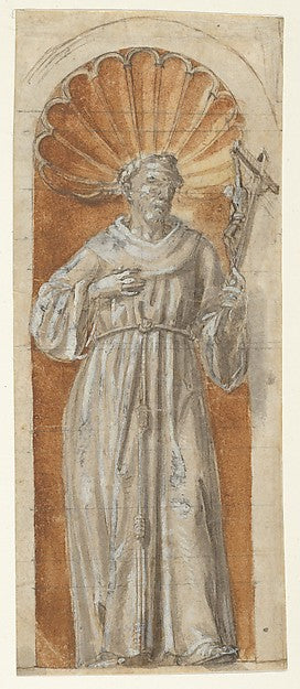 Standing Franciscan Saint in a Niche 1650–1700-Anonymous, Ital,16x12"(A3) Poster