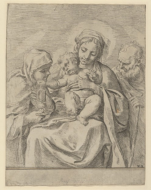 The Holy Family with Saint Clare 1590–1600-Guido Reni , Poster Print Wall Art