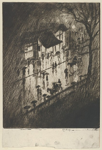 Rainy Night Charing Cross Shops 1903-Joseph Pennell,16x12"(A3)Poster